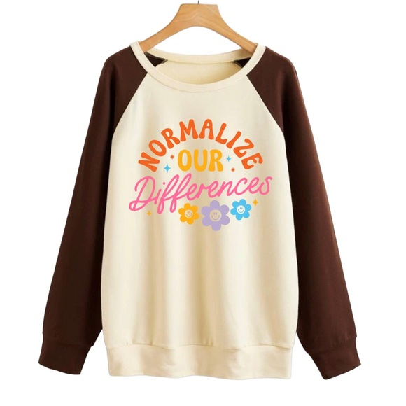 Normalize differences mental health raglan pullover sweatshirt oversized medium - Picture 2 of 10